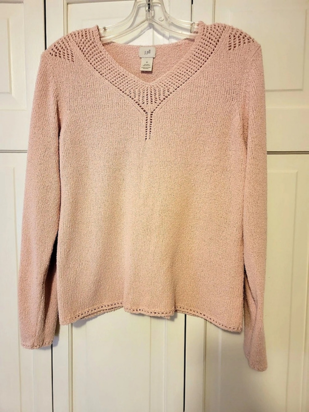 J.Jill V-Neck Silk Blend Sweater in Pink Size Medium